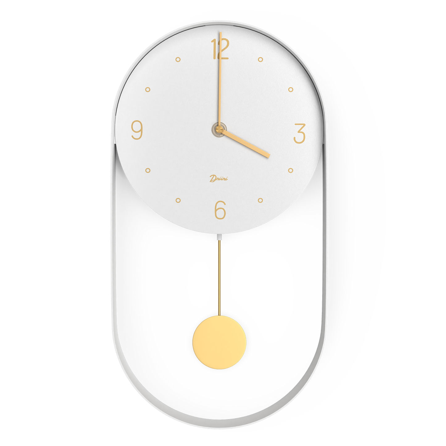 Driini Modern Pendulum Wall Clock (White)