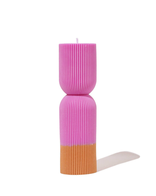 Colour Block Pillar Candle - Fuchsia/Mustard