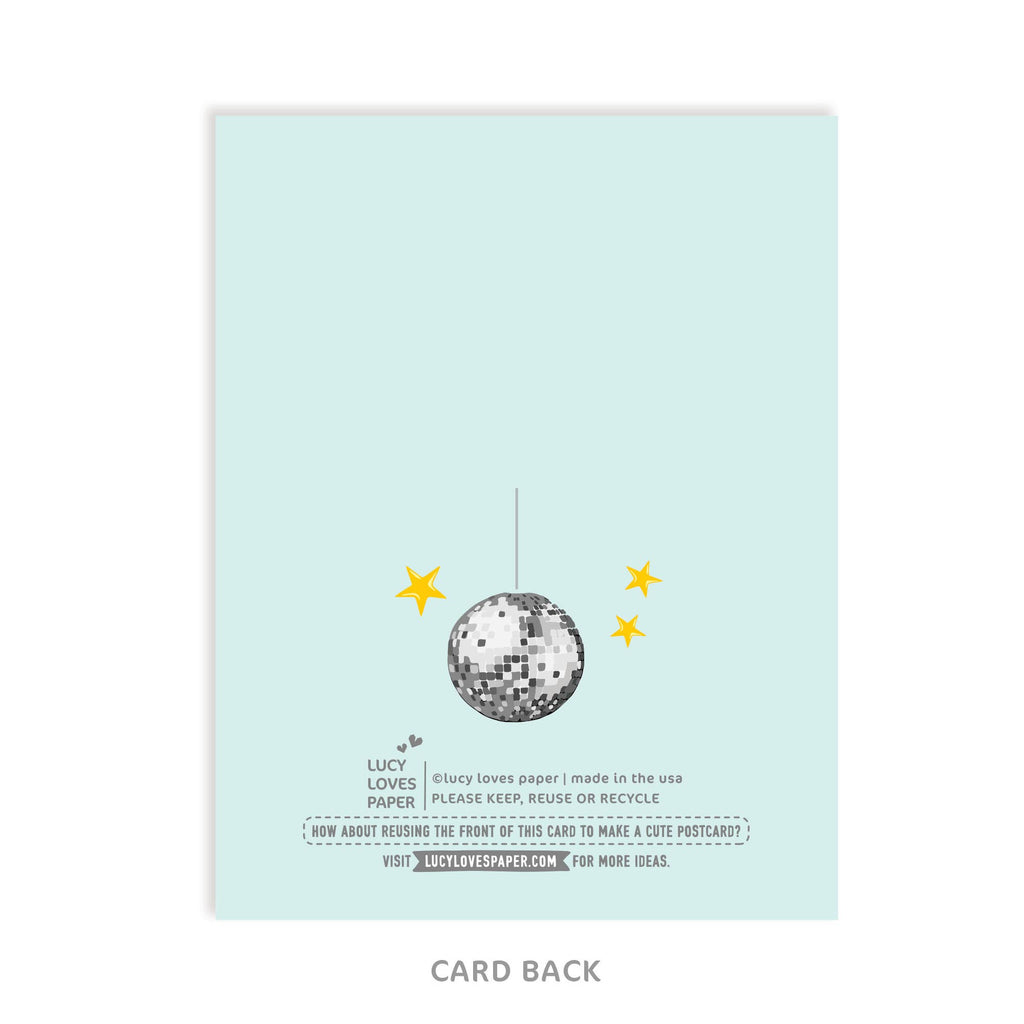 It's Party Time | 70s Disco Ball Girl Card