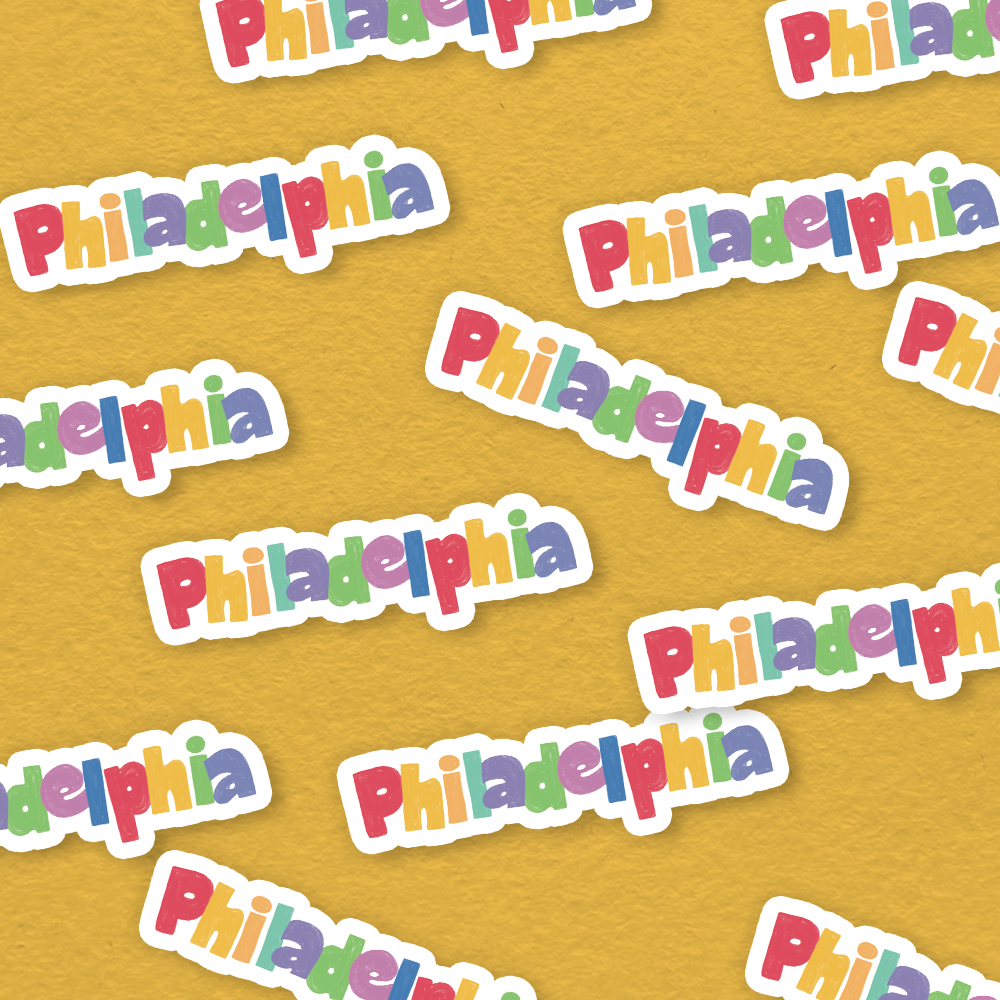 Philadelphia Colorful Typography Rainbow Vinyl Sticker