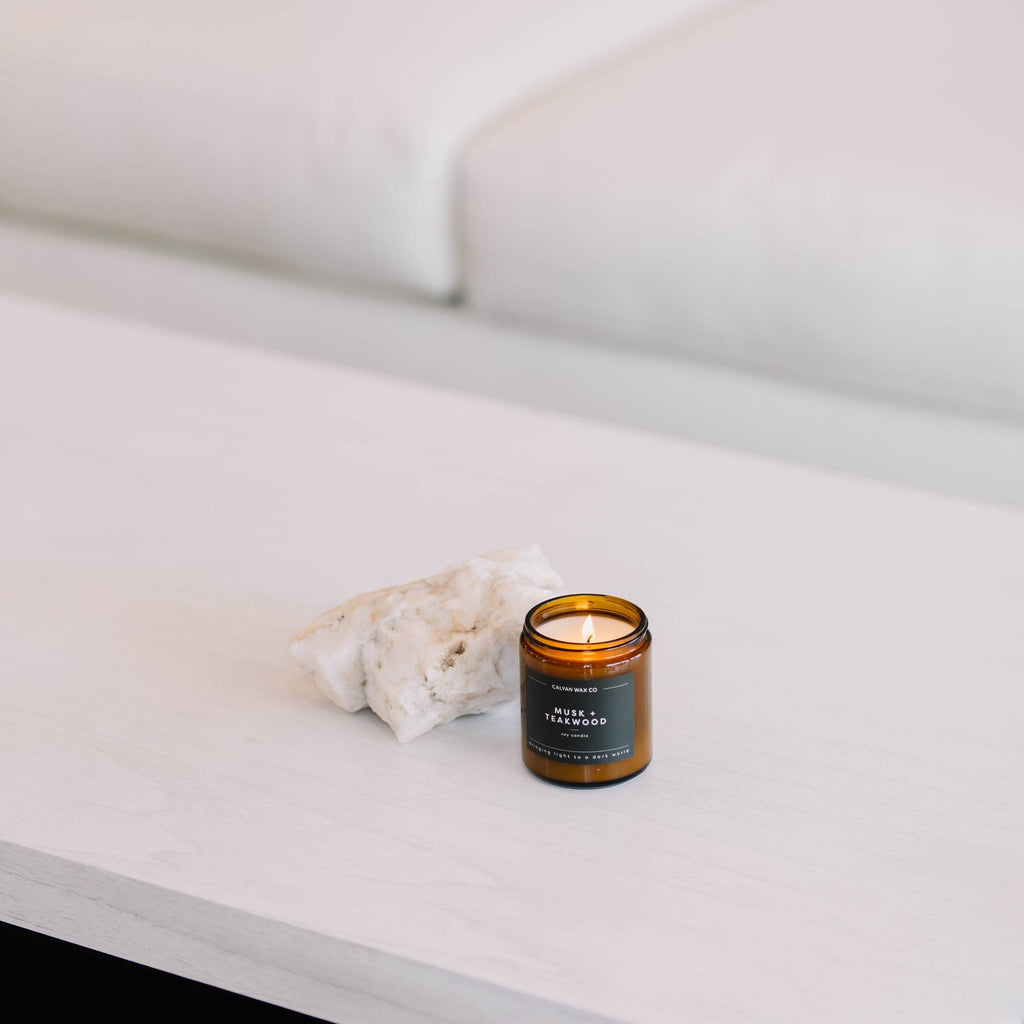 Musk + Teakwood - Amber Jar Soy Candle