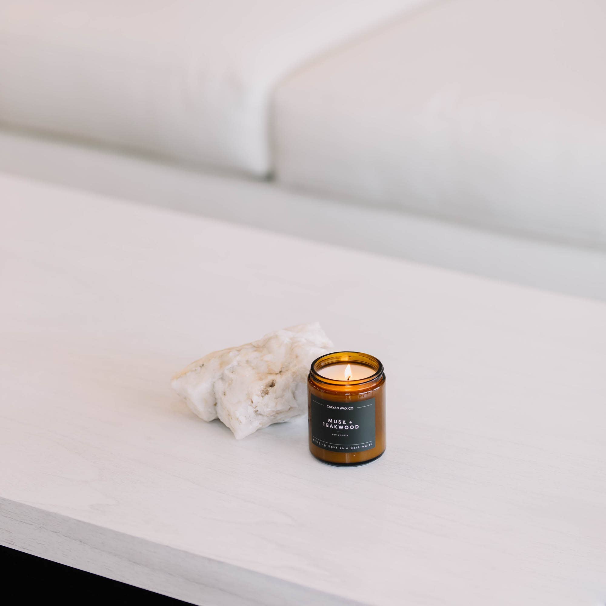 Musk + Teakwood - Amber Jar Soy Candle
