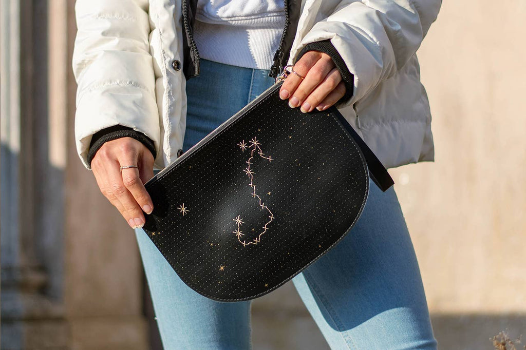 DIY Stitch Your Star Sign Kit -Black Vegan Zip Pouch