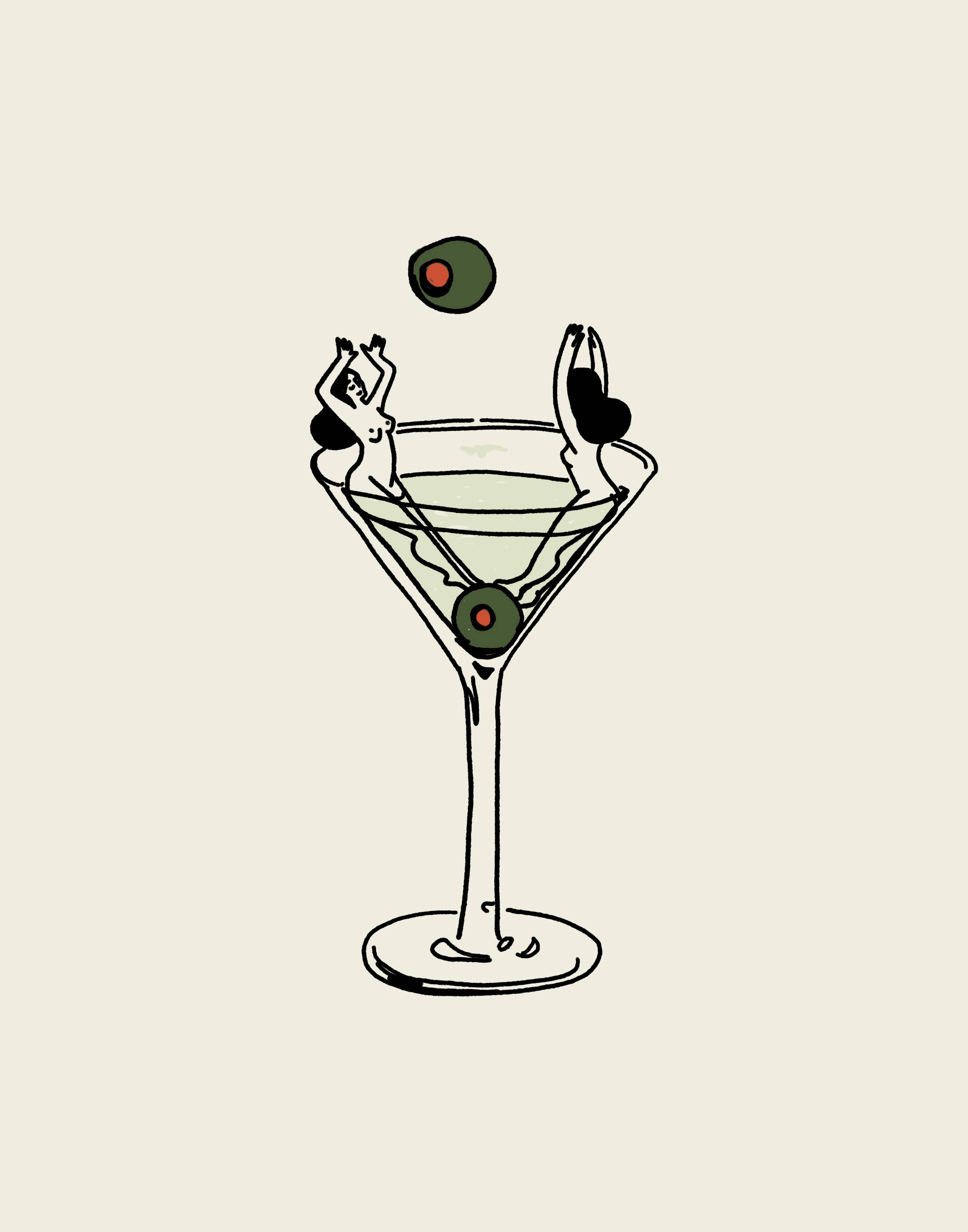 "Martini Girls" Wall Art Print Retro Vintage Bar Home Decor: 11 x 14