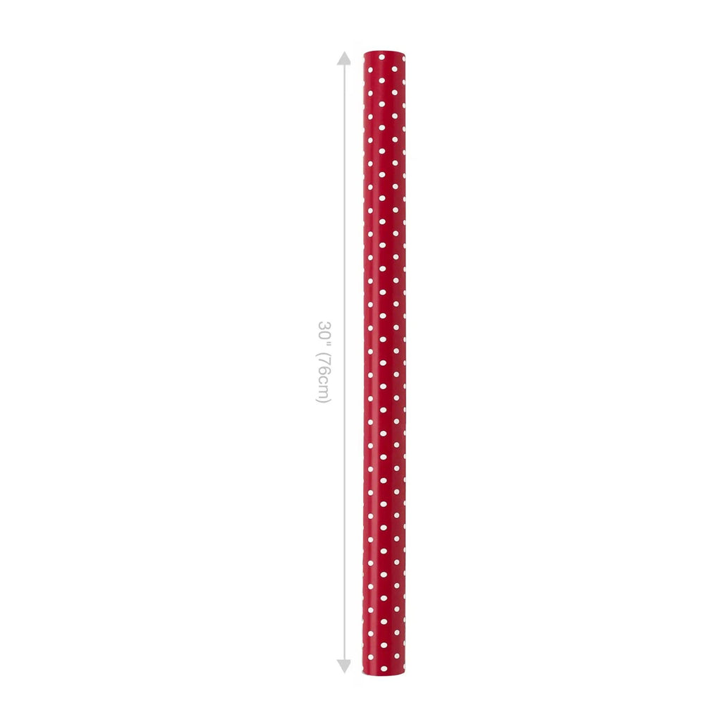 White Dot on Red/Layered Snowflake on Red 30" x 10’ Holiday Reversible Wrapping Paper