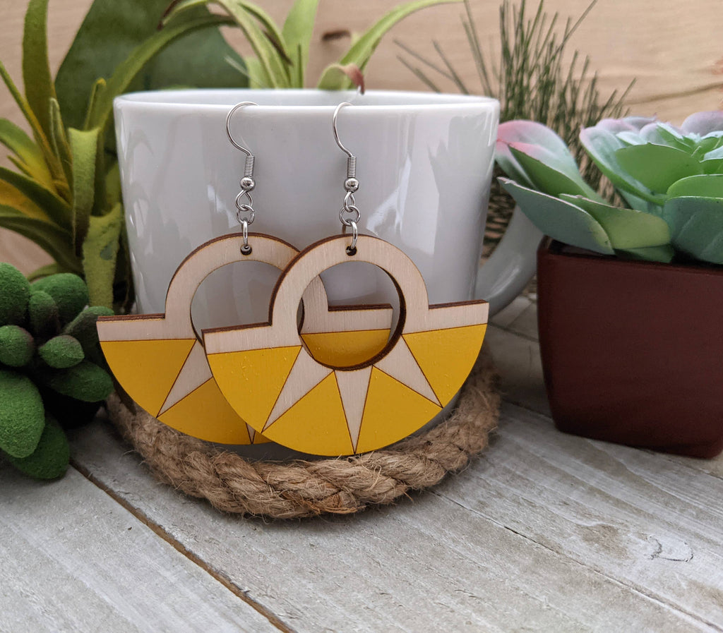 Sun Ray Dangle Earrings: Yellow