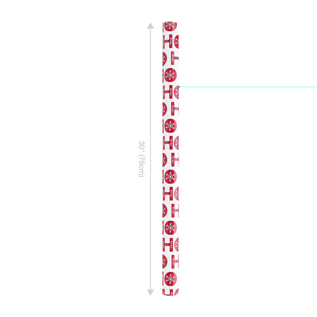 Ho Ho Flake/Ho Ho Ho Cursive 30" x 10’ Holiday Reversible Wrapping Paper