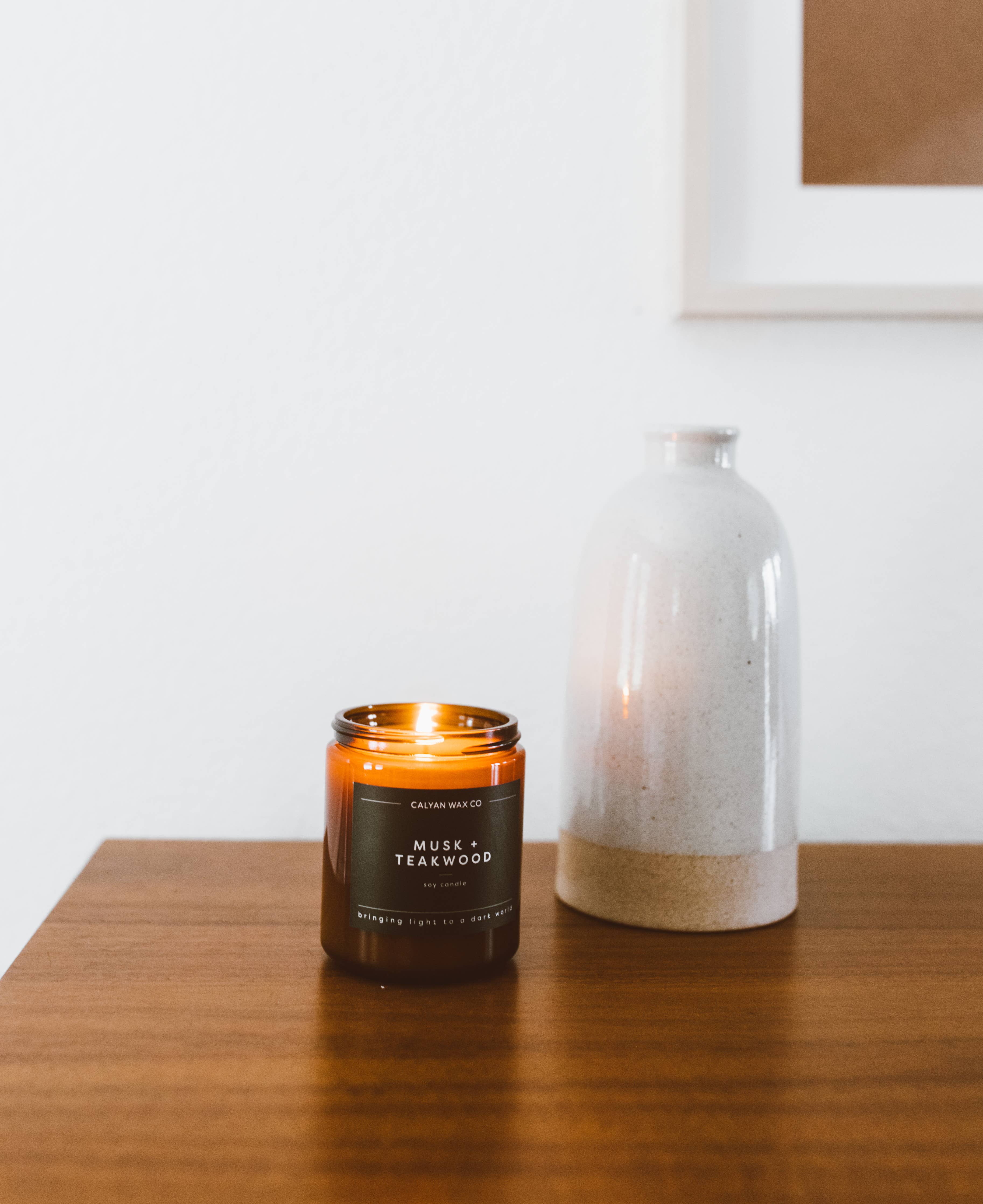 Musk + Teakwood - Amber Jar Soy Candle
