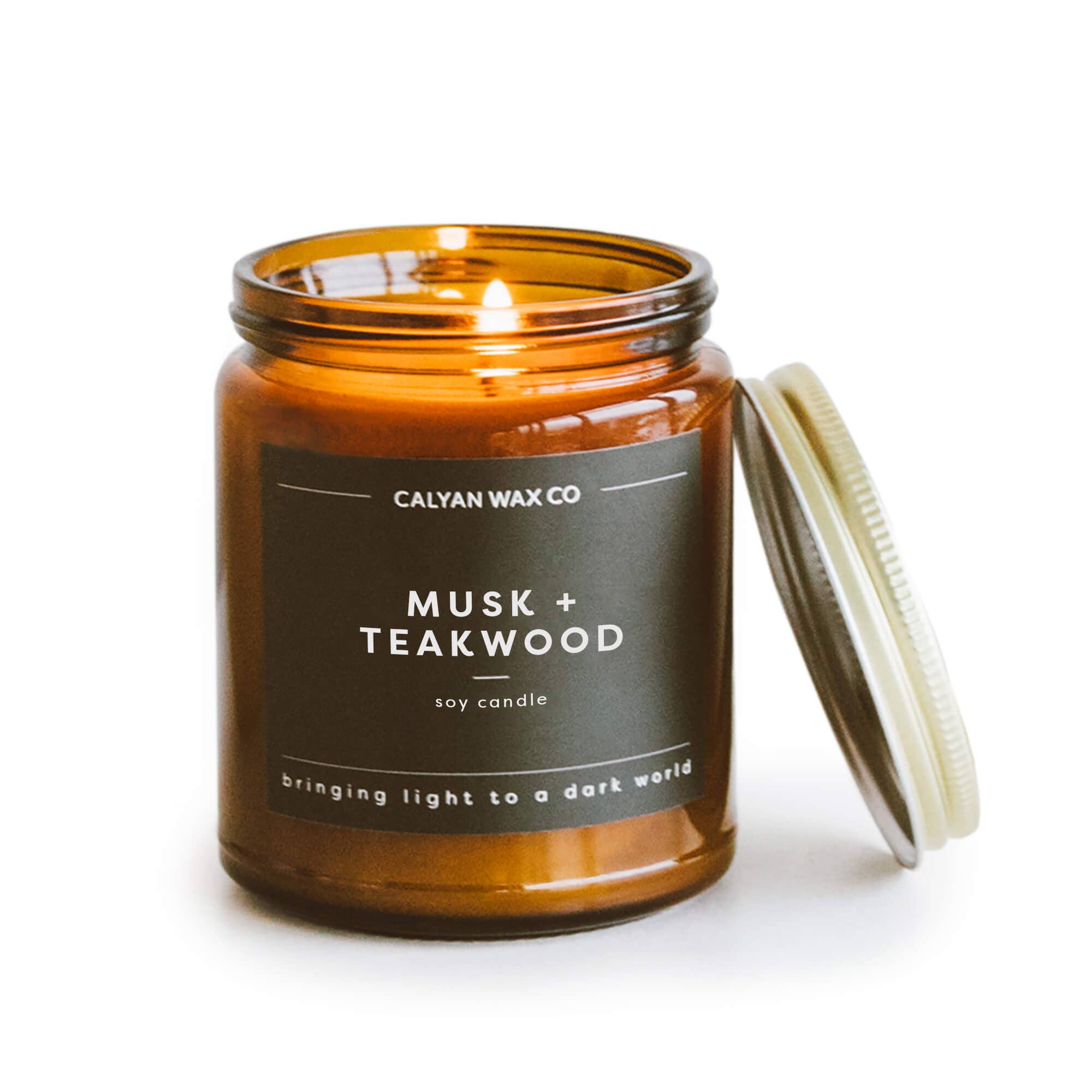 Musk + Teakwood - Amber Jar Soy Candle