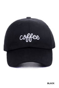 Embroidered 'Coffee' Cap : Black