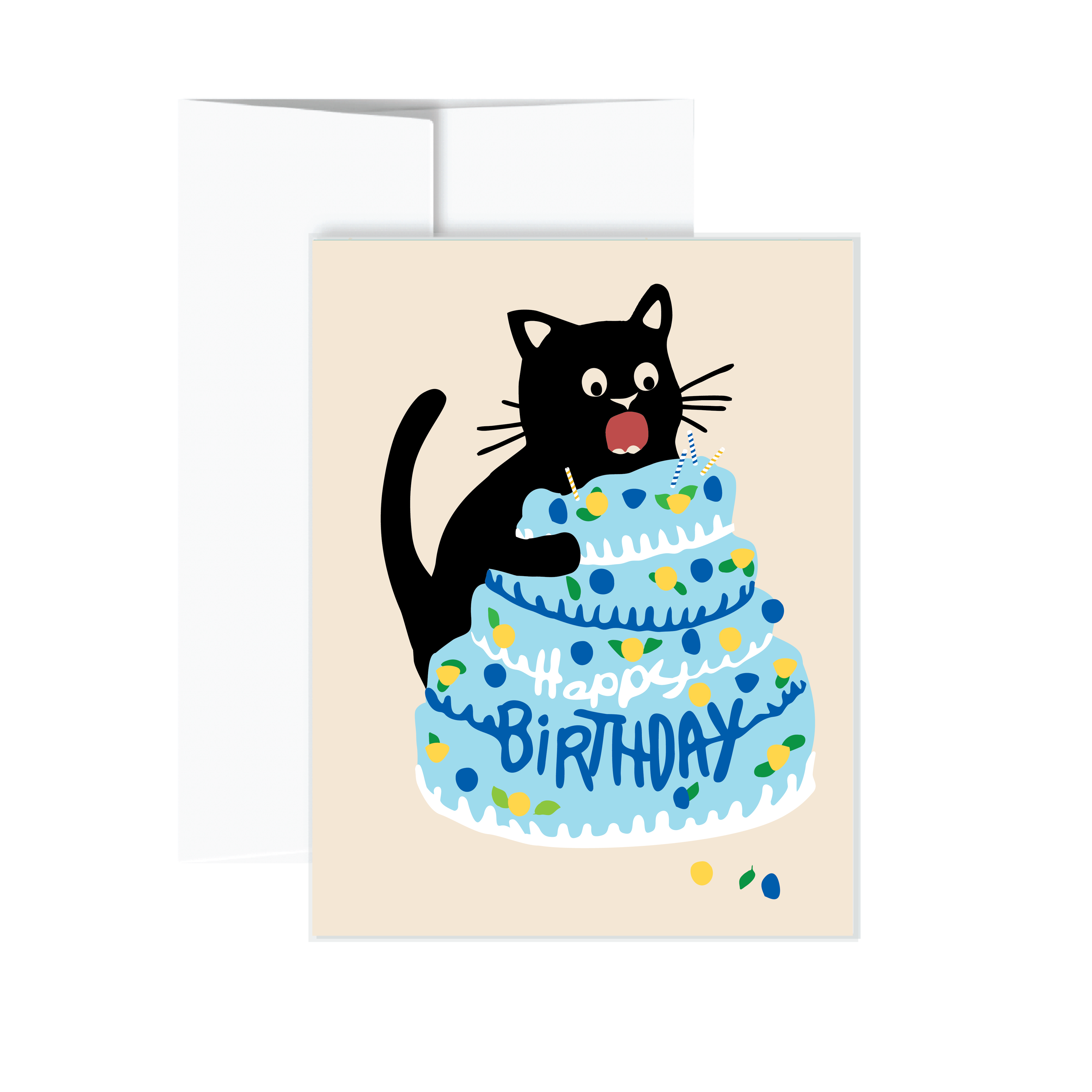 Cat Birthday Cake Card