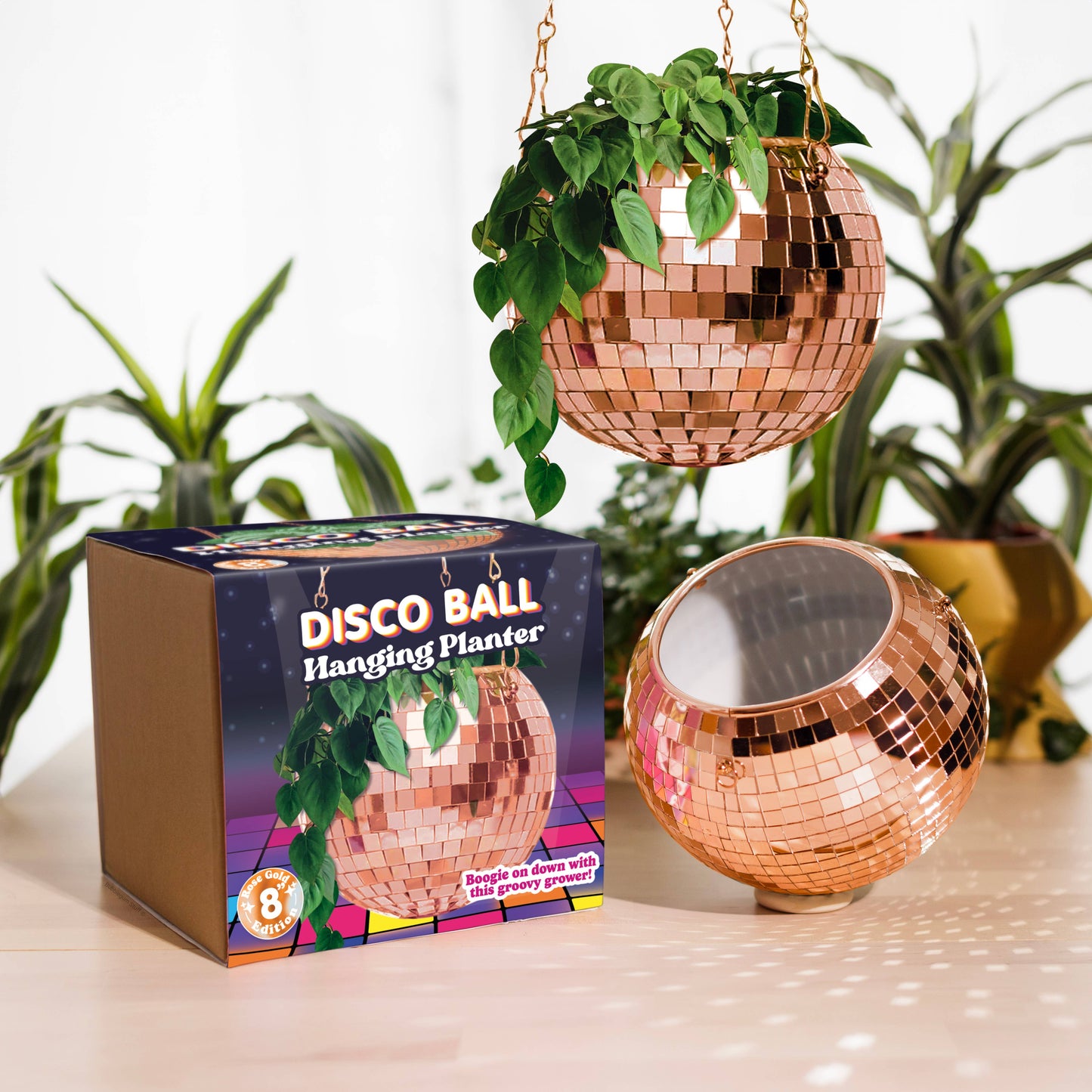 Disco Ball Hanging Planter - Rose Gold