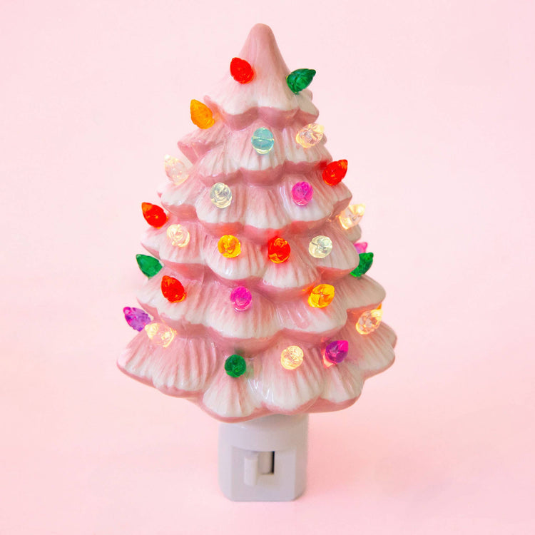 Vintage Tree Night Light - Pink / Christmas Holiday