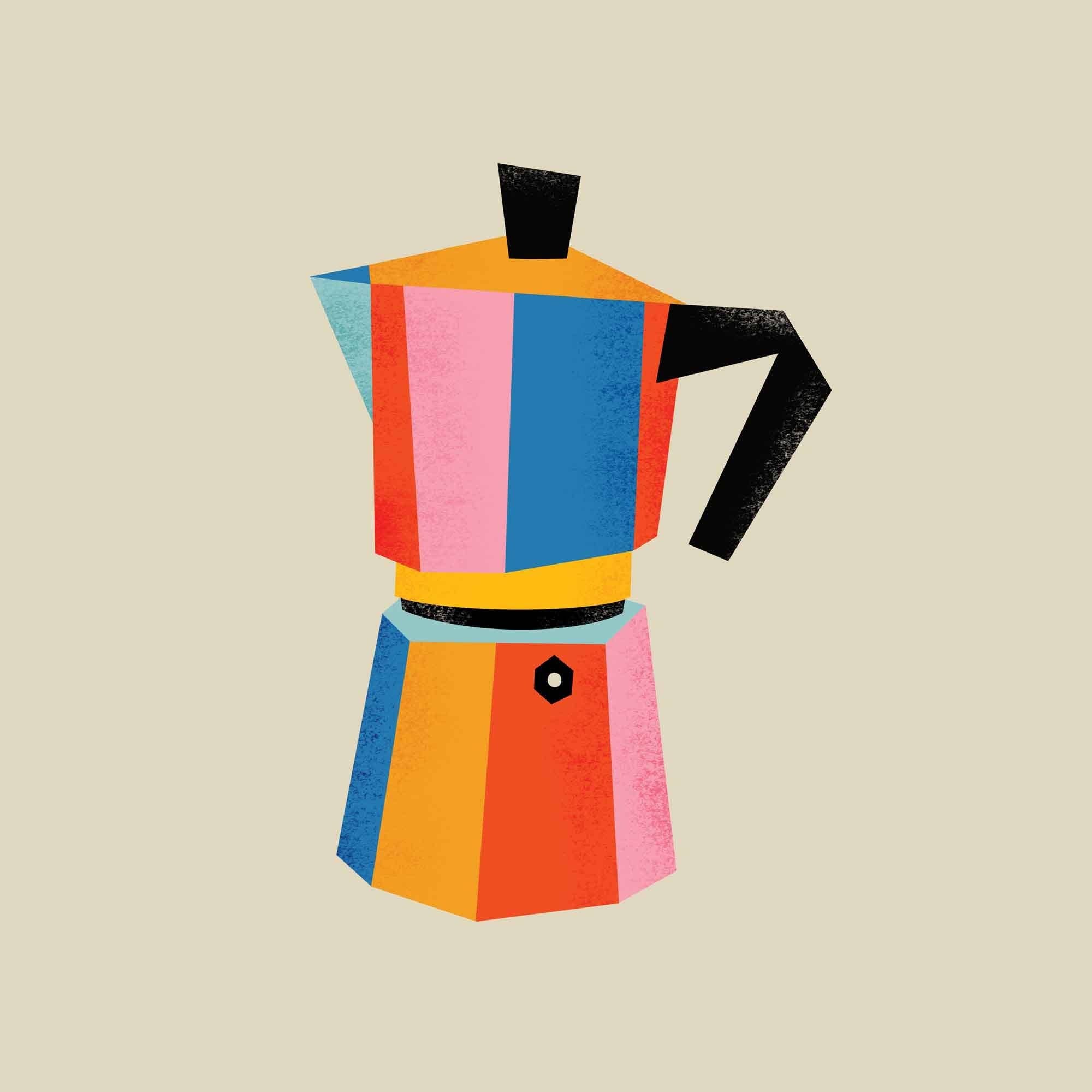 Multicolor Moka Pot Print (8x10 or 11x14)