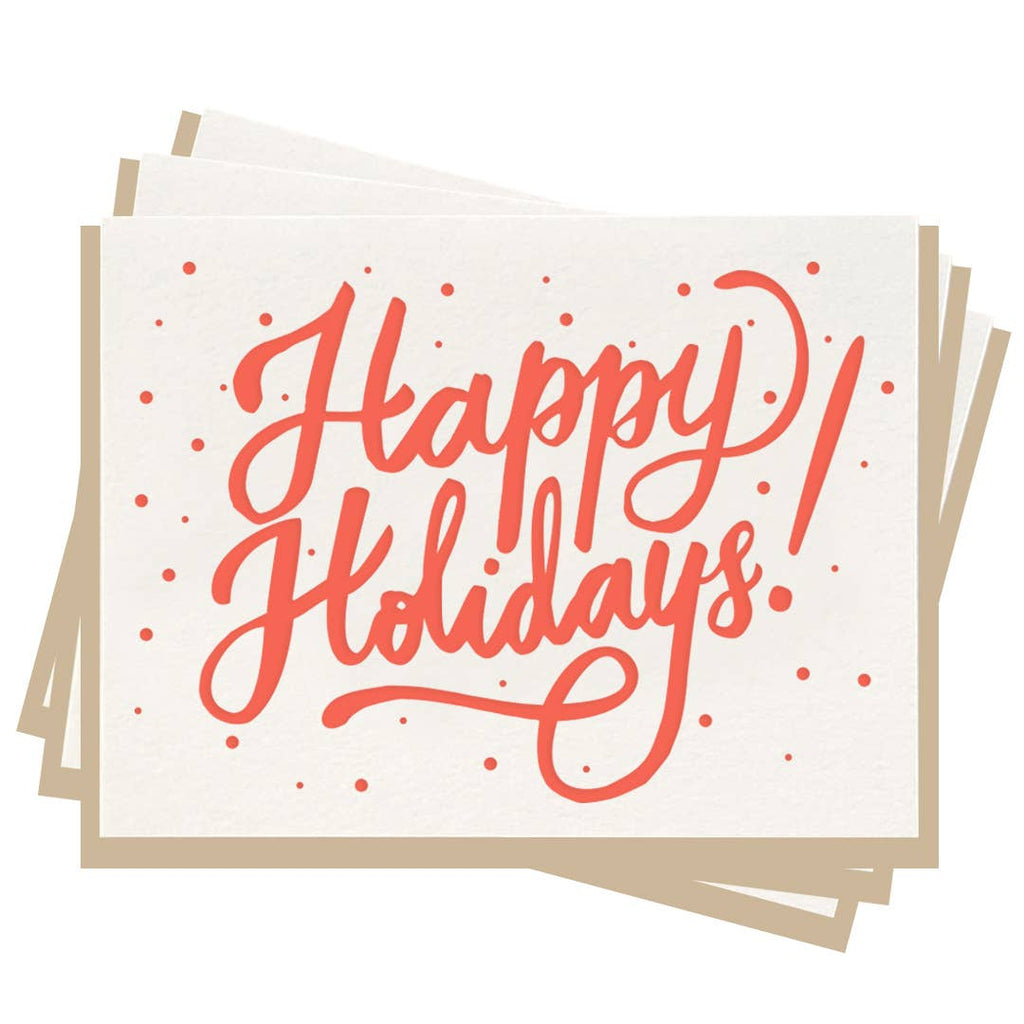 Happy Holiday - Box Set of 6 Letterpress Christmas Greeting Cards