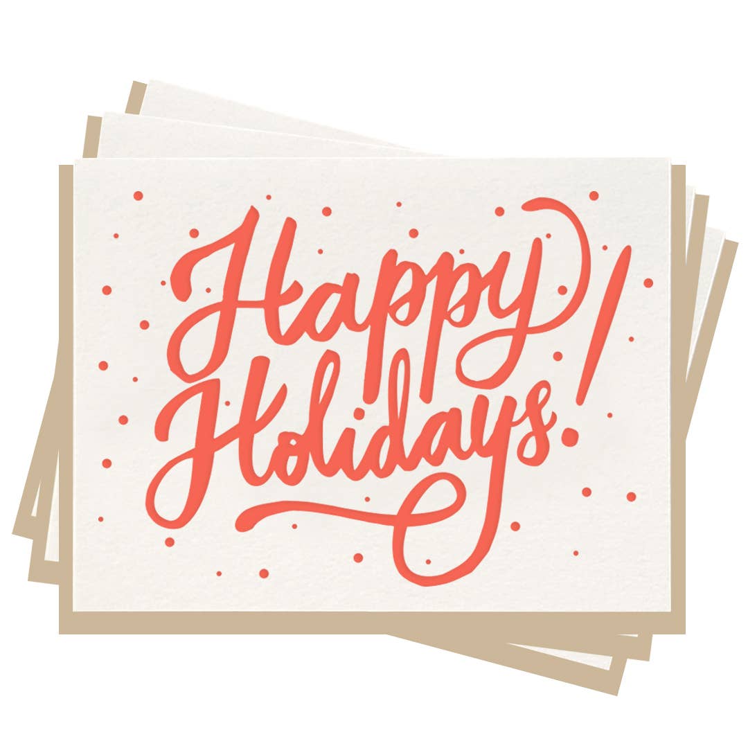 Happy Holiday - Box Set of 6 Letterpress Christmas Greeting Cards
