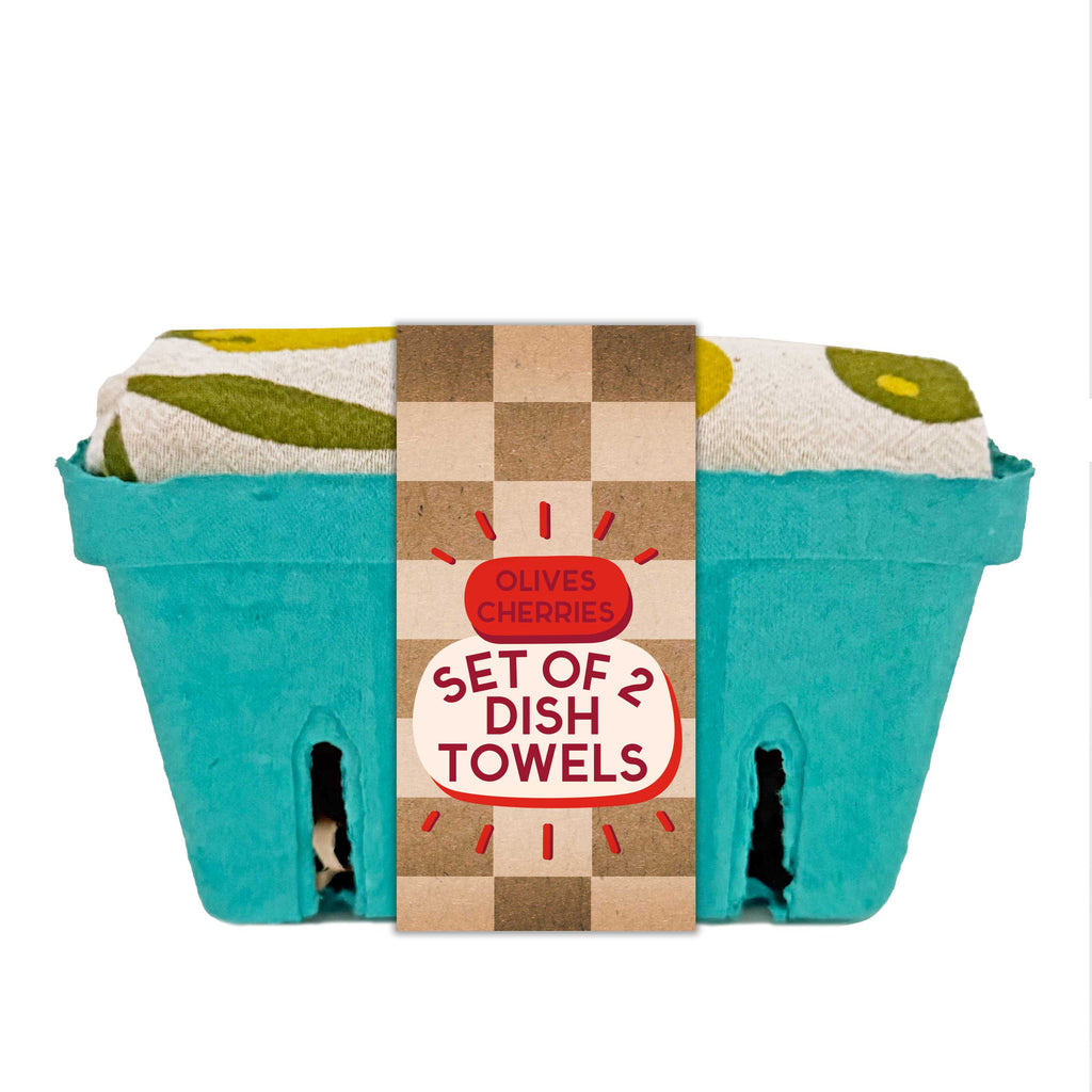 COCKTAIL HOUR (Olive, Cherry) - Tea Towel Set of 2