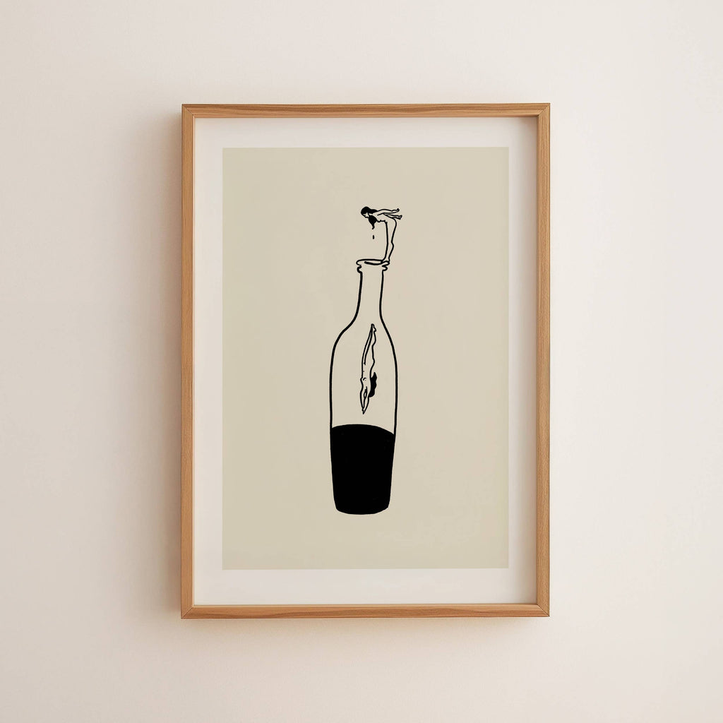 Wine Dive Minimal Modern Art Print: 5x7