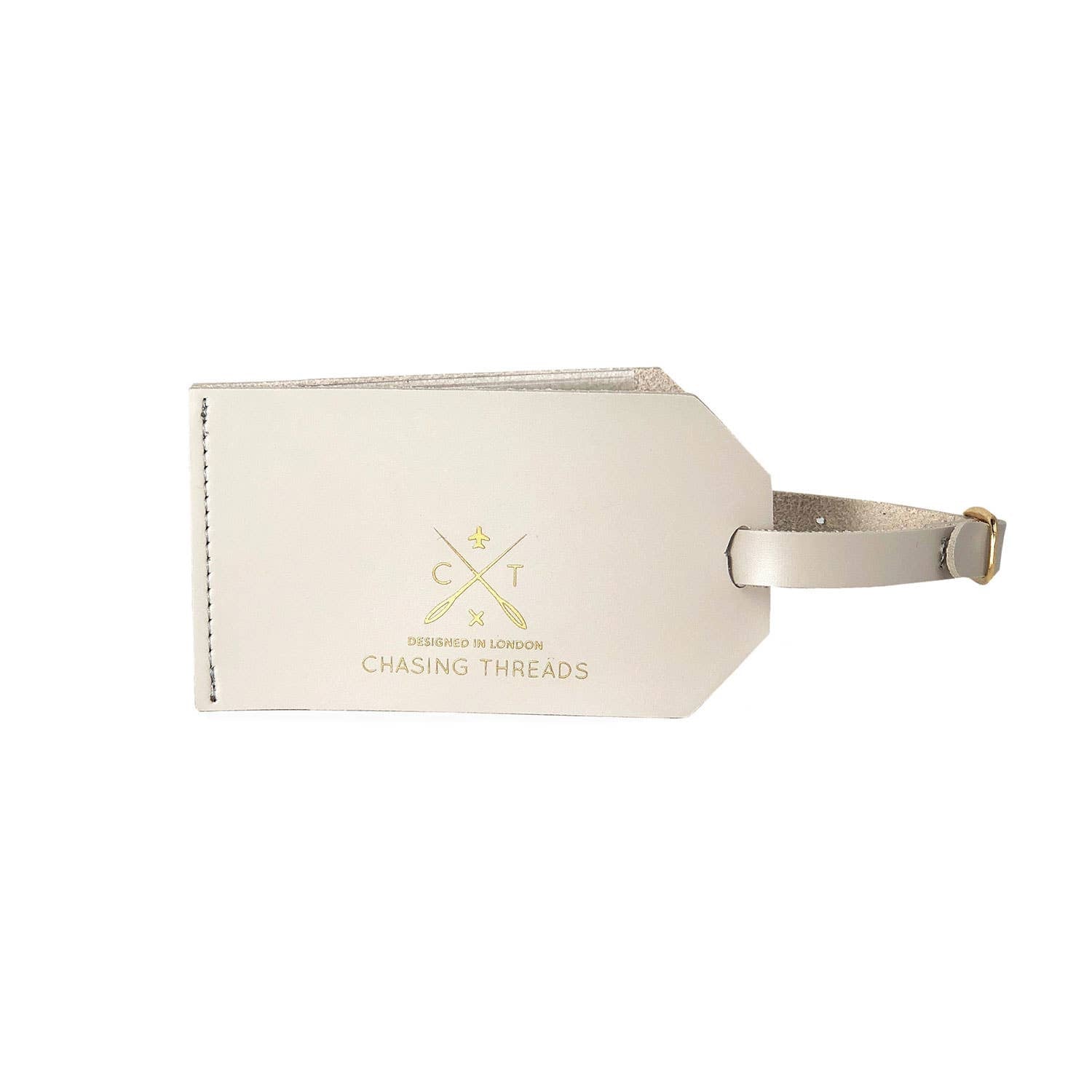 DIY Cross Stitch Luggage Tag Kit - Light Grey Vegan leather