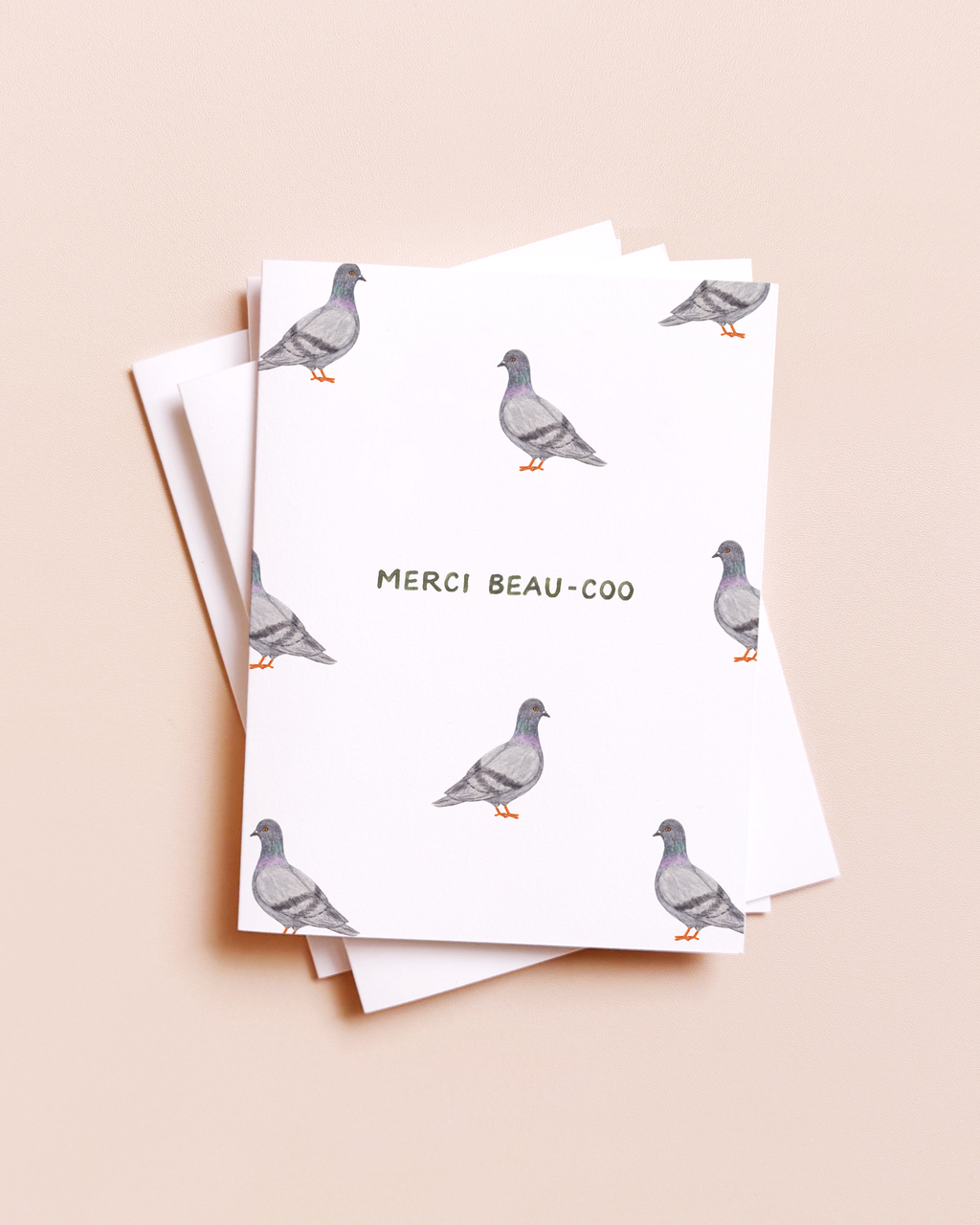 Merci Beau-coo Pigeon Thank You Card