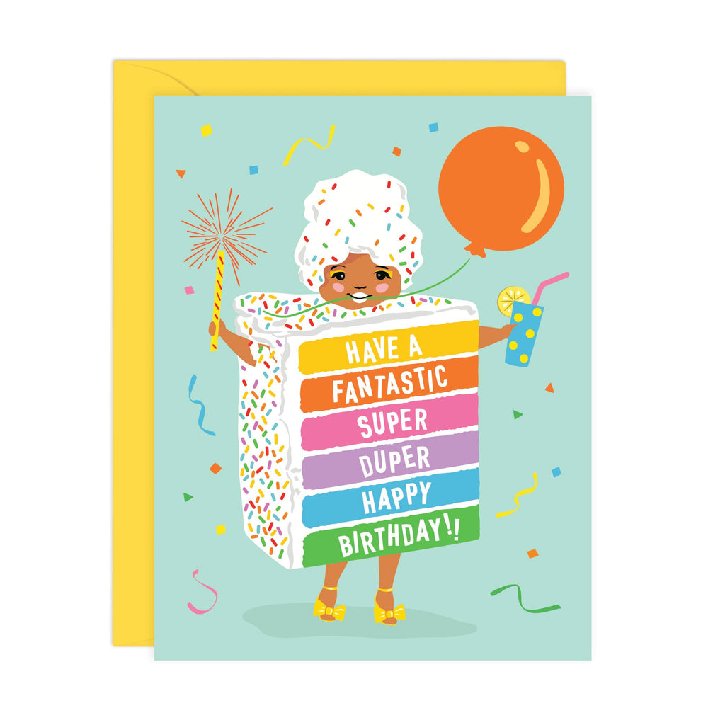 Super Duper Happy Birthday Card | Rainbow Cake Girl