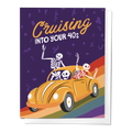 Cruising Into Your 40s Birthday Skeleton Greeting Card
