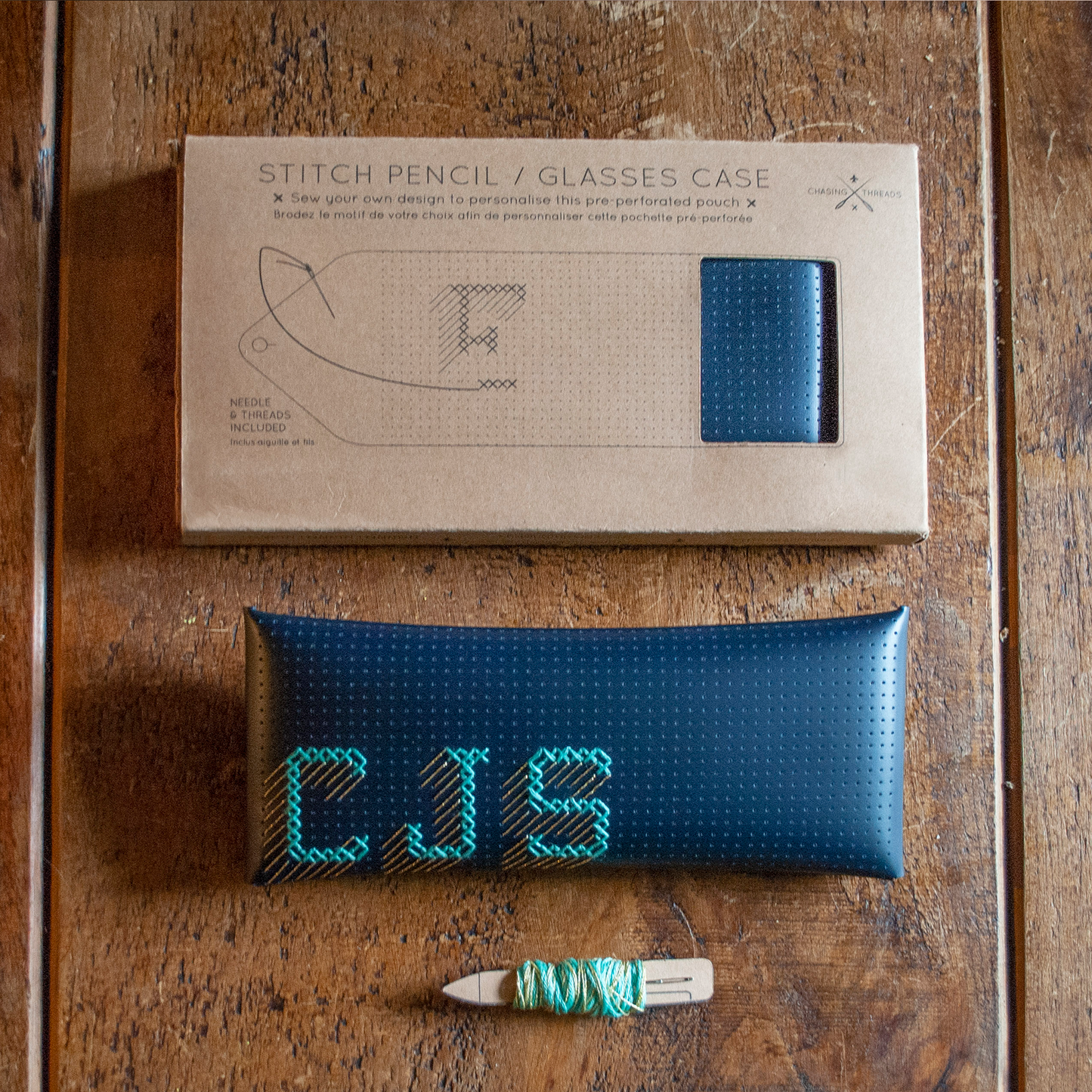 Stitch Glasses / Pencil Case - Navy DIY cross stitch kit