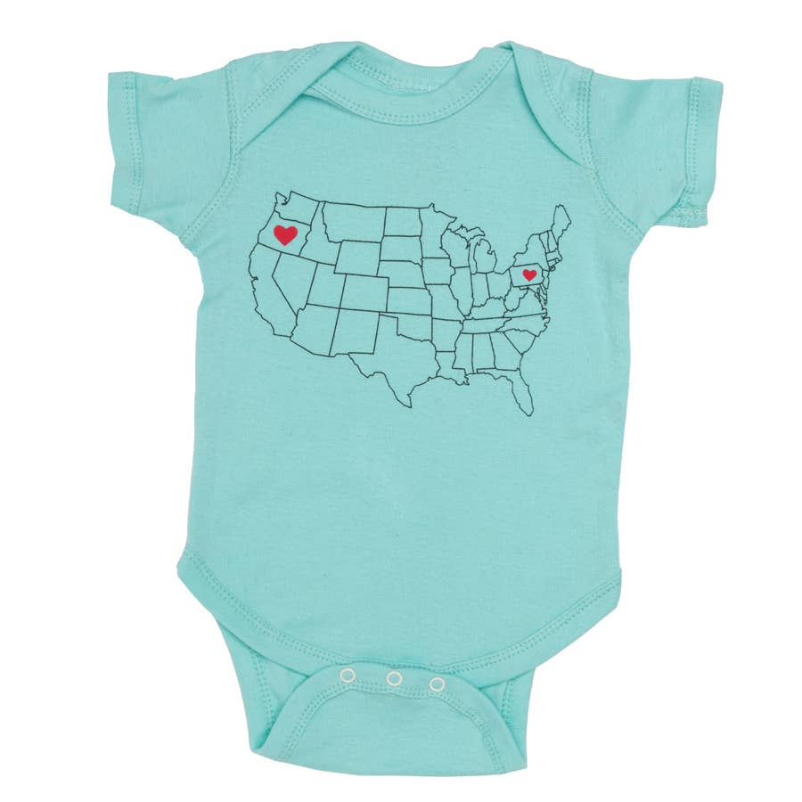 Home State Pride Map Baby One Piece - Chill: 3/6 Month - PA