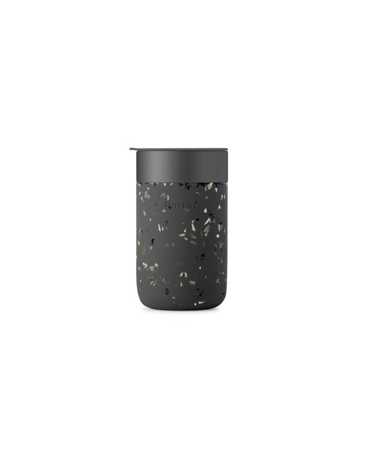 Porter Ceramic Reusable Coffee Mug 16oz in Charcoal Terrazzo