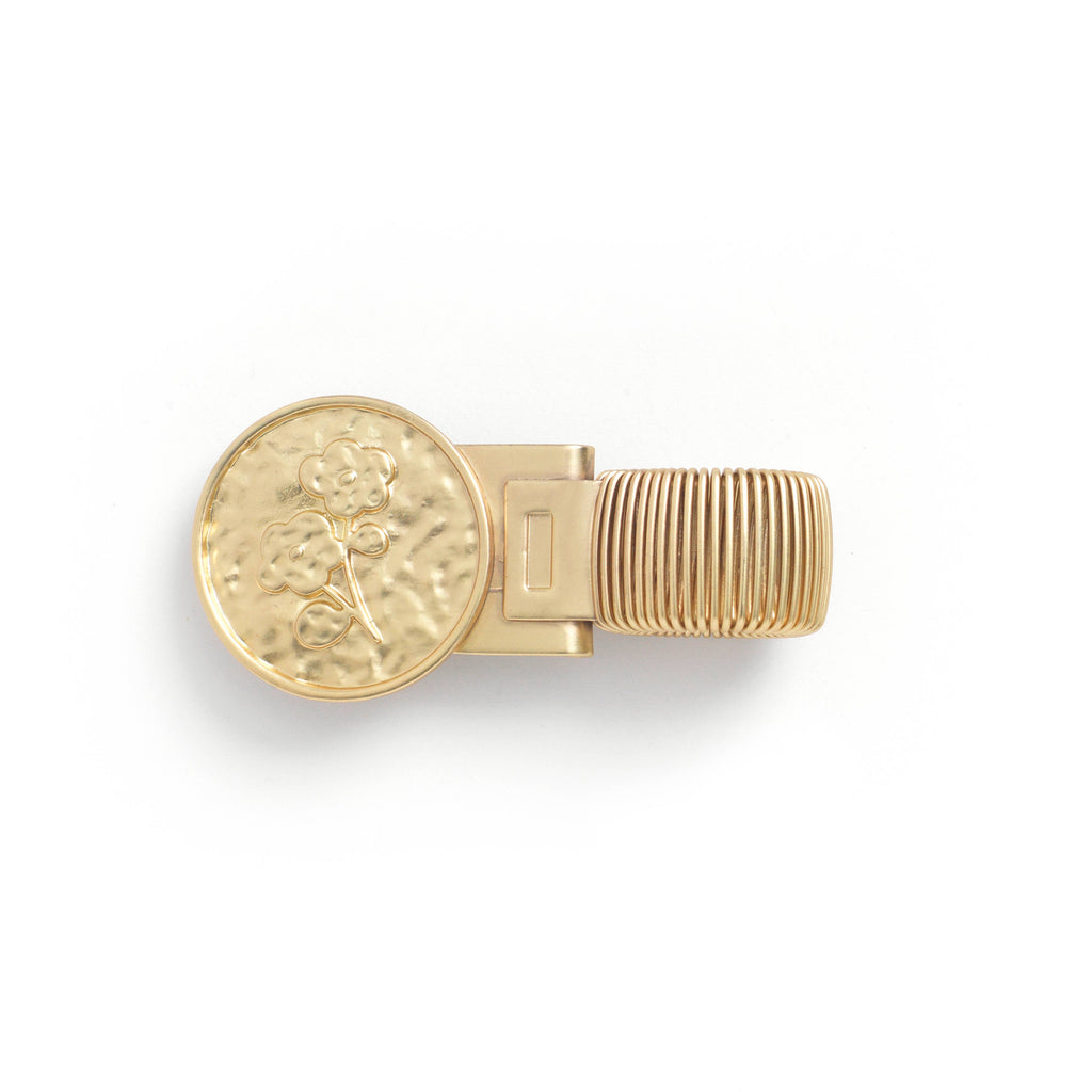Brass Pen Clip - Floral Coin