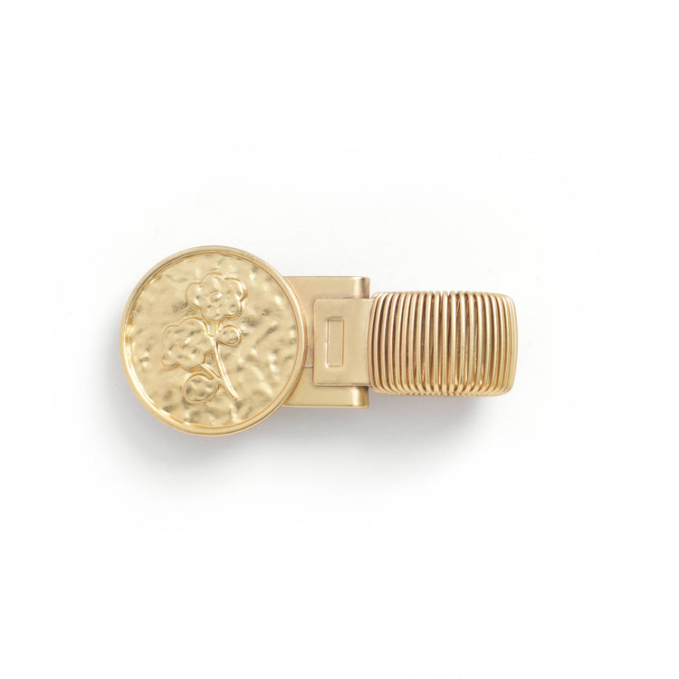 Brass Pen Clip - Floral Coin