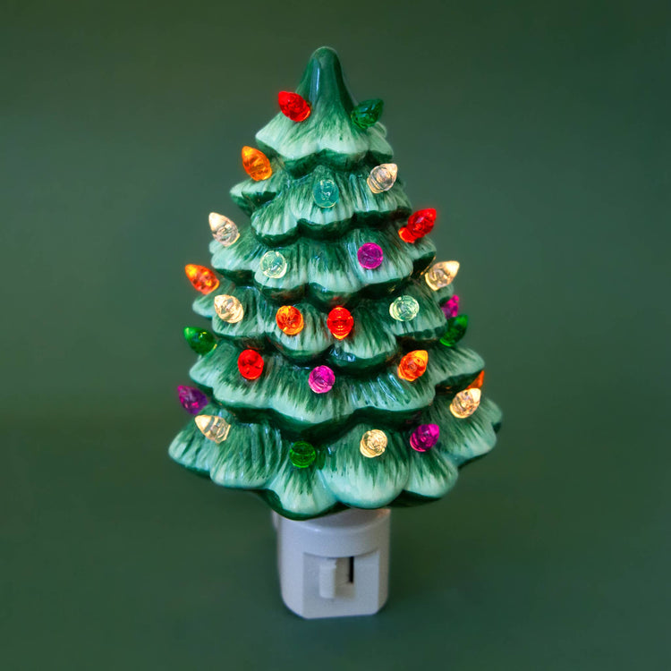 Vintage Tree Night Light - Green / Christmas Holiday