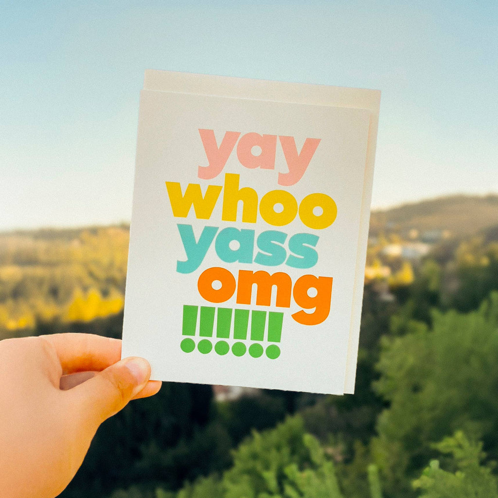 Yas Yay Omg Congratulations Greeting Card