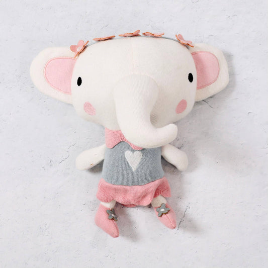 Harper Elephant Organic Cotton Knit Stuffed Animal / Pink