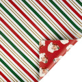 Holiday Stripe and Vintage Santa Faces 30" x 10' Holiday Reversible Metallic Wrapping Paper