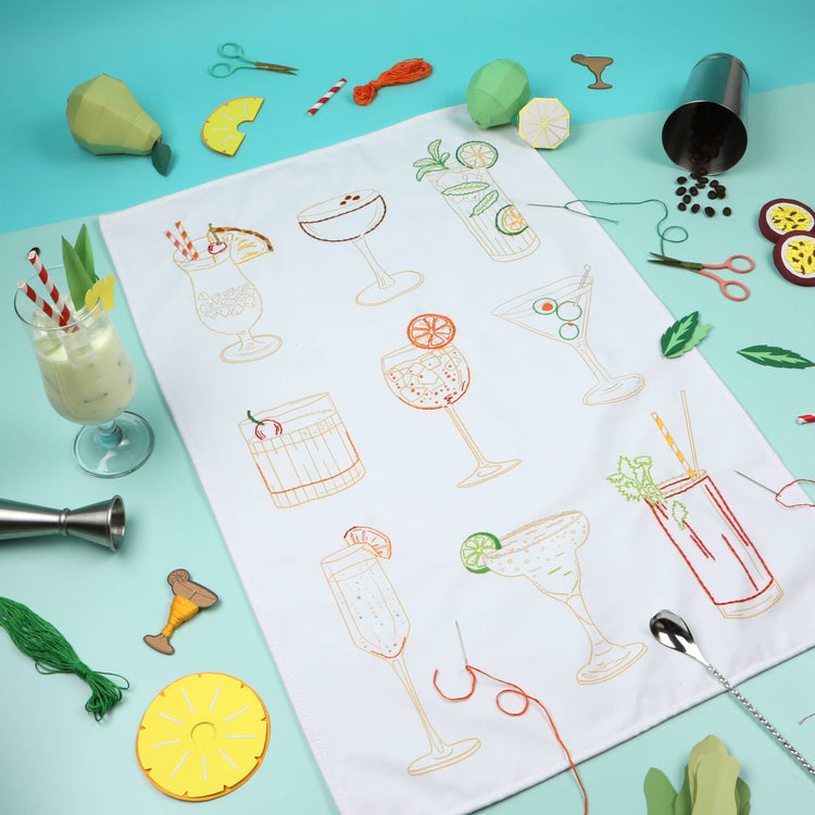 Stitch Your Cocktails Tea Towel