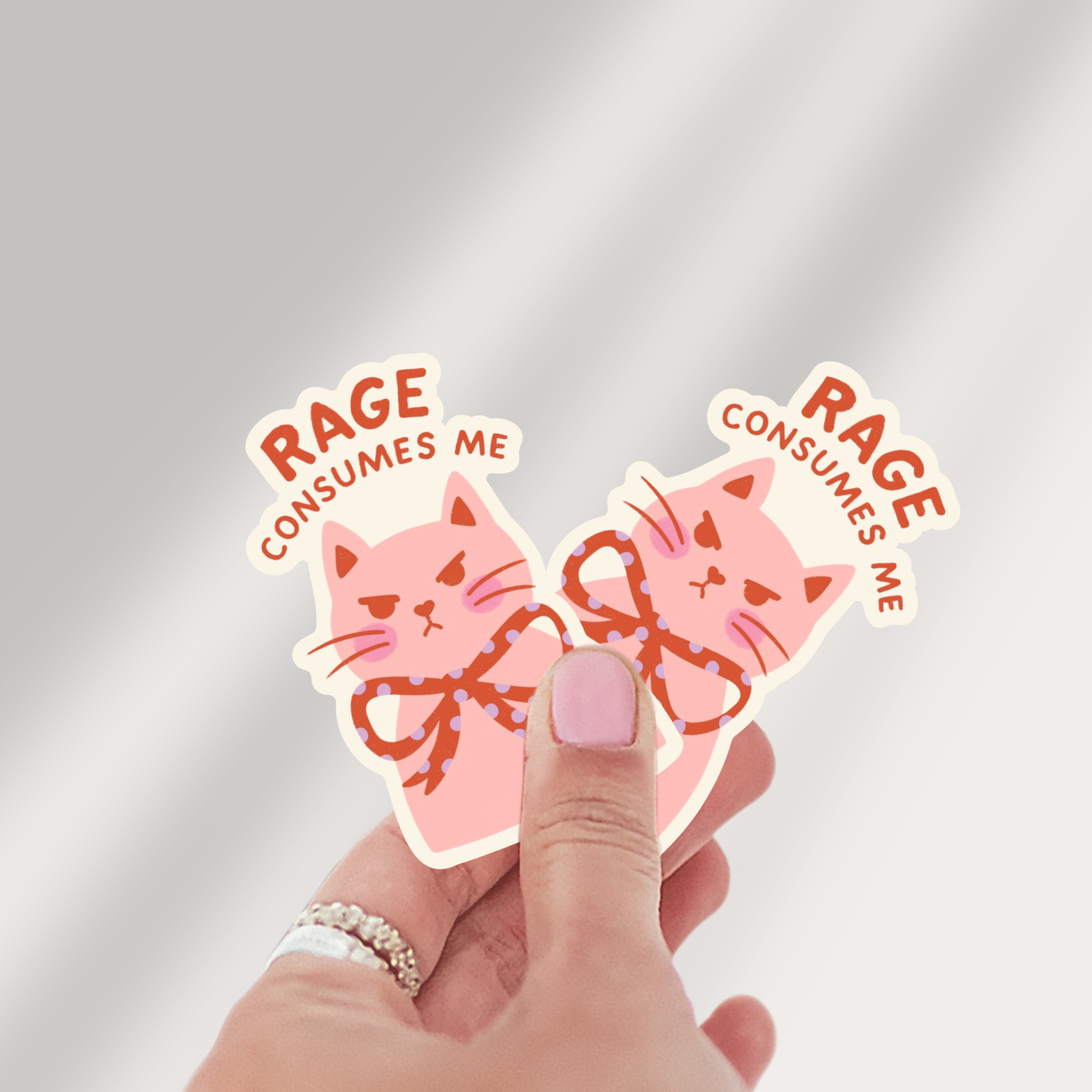Rage Consumes Me Angry Pink Cat Sticker
