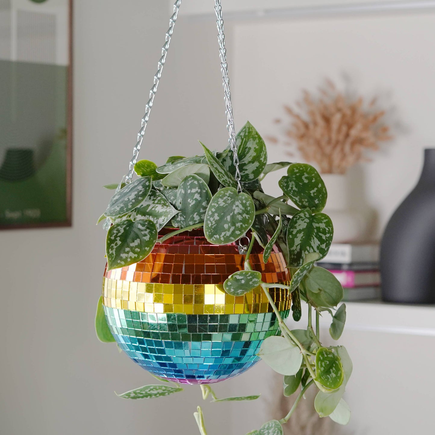 Disco Ball Hanging Planter - Rainbow