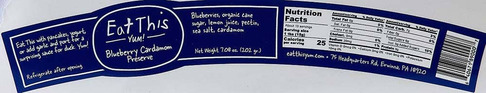 Blueberry Cardamom Preserve : 7 OZ