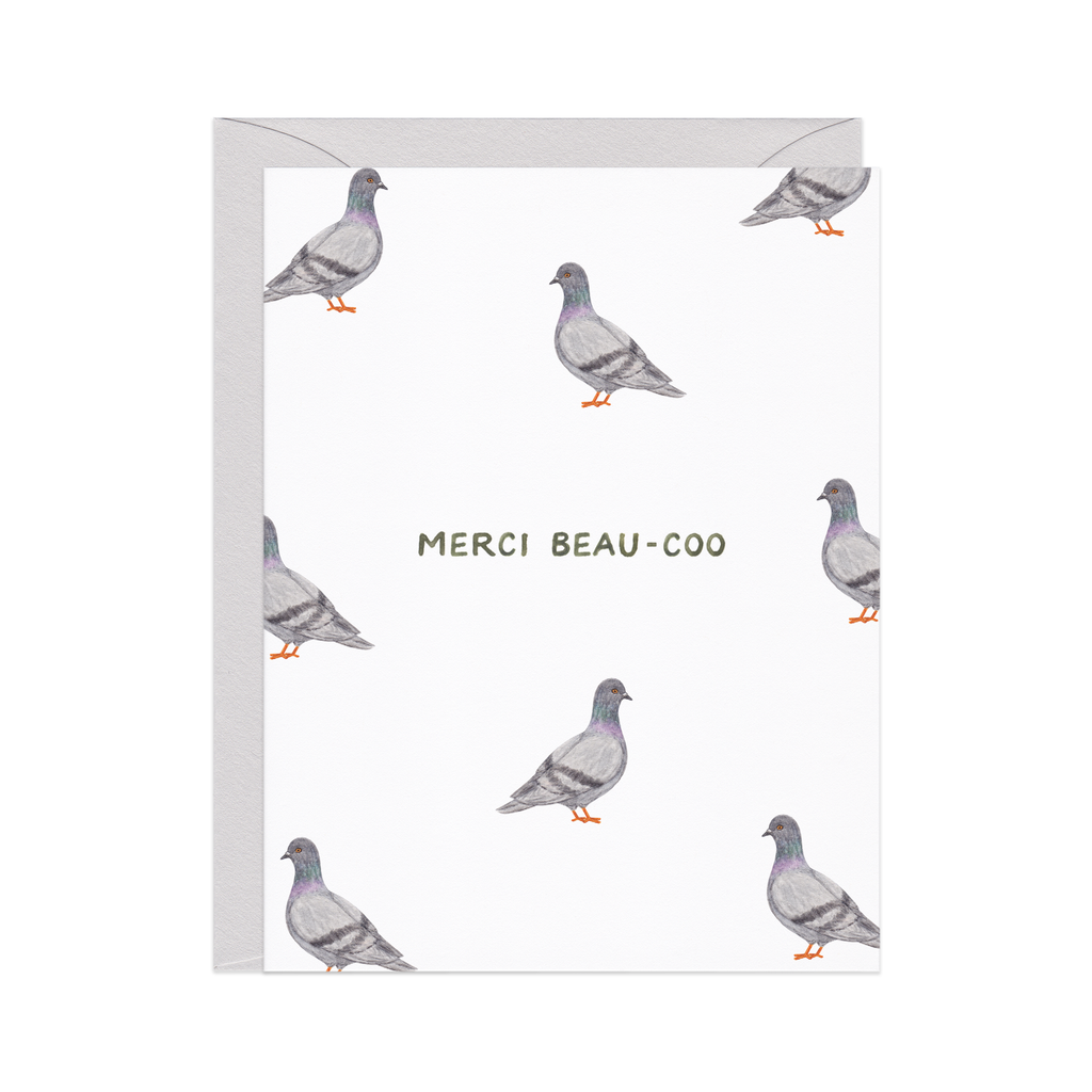 Merci Beau-coo Pigeon Thank You Card