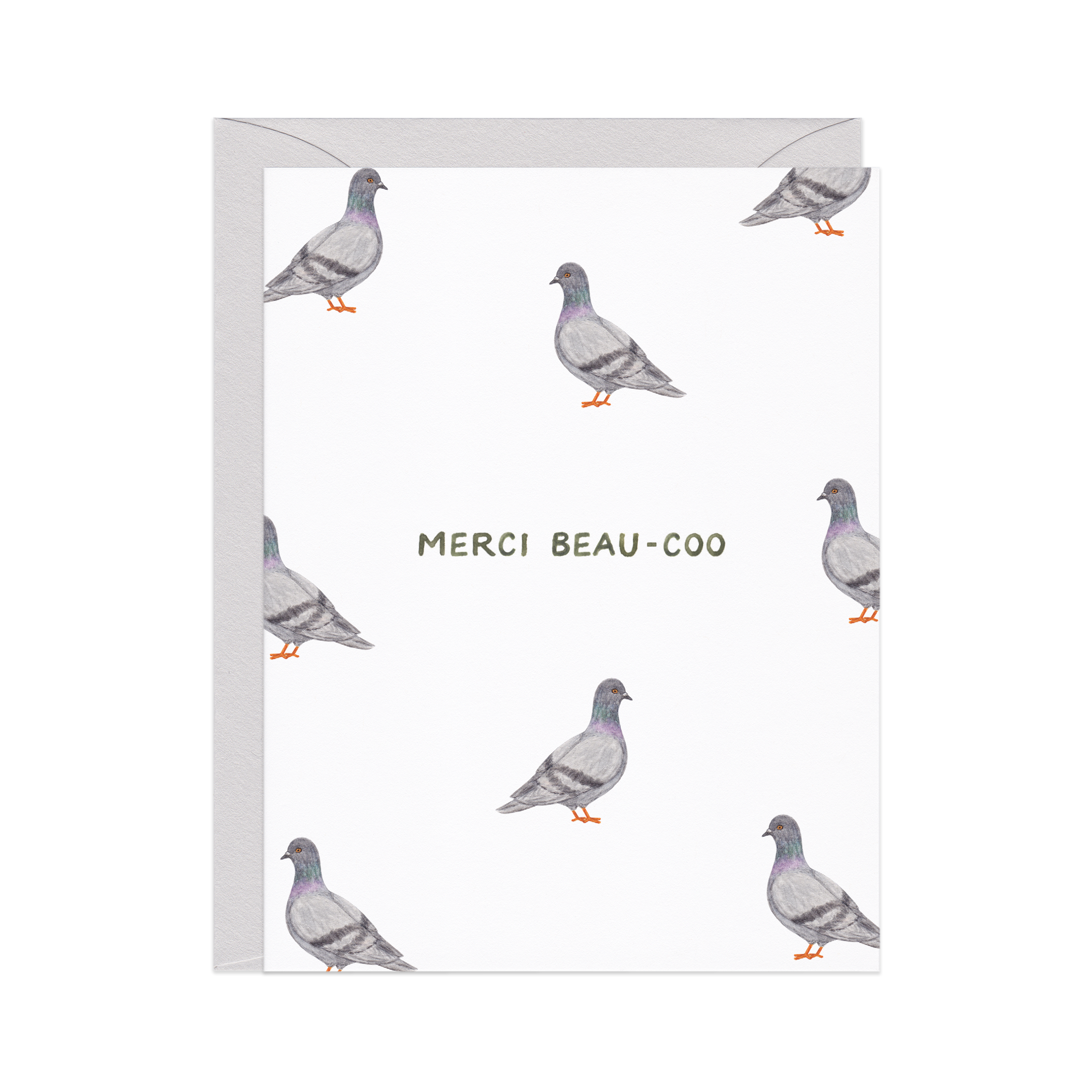 Merci Beau-coo Pigeon Thank You Card