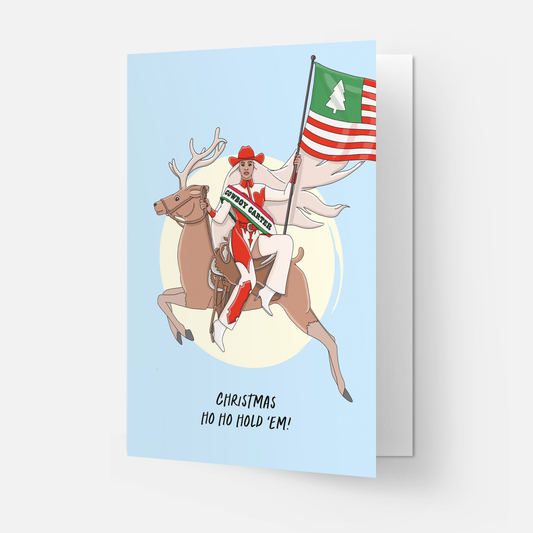 Cowboy Christmas Beyoncé greeting card: Double folded