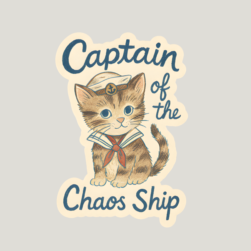 Captain of the Chaos Ship Sticker – Sailor Cat Design