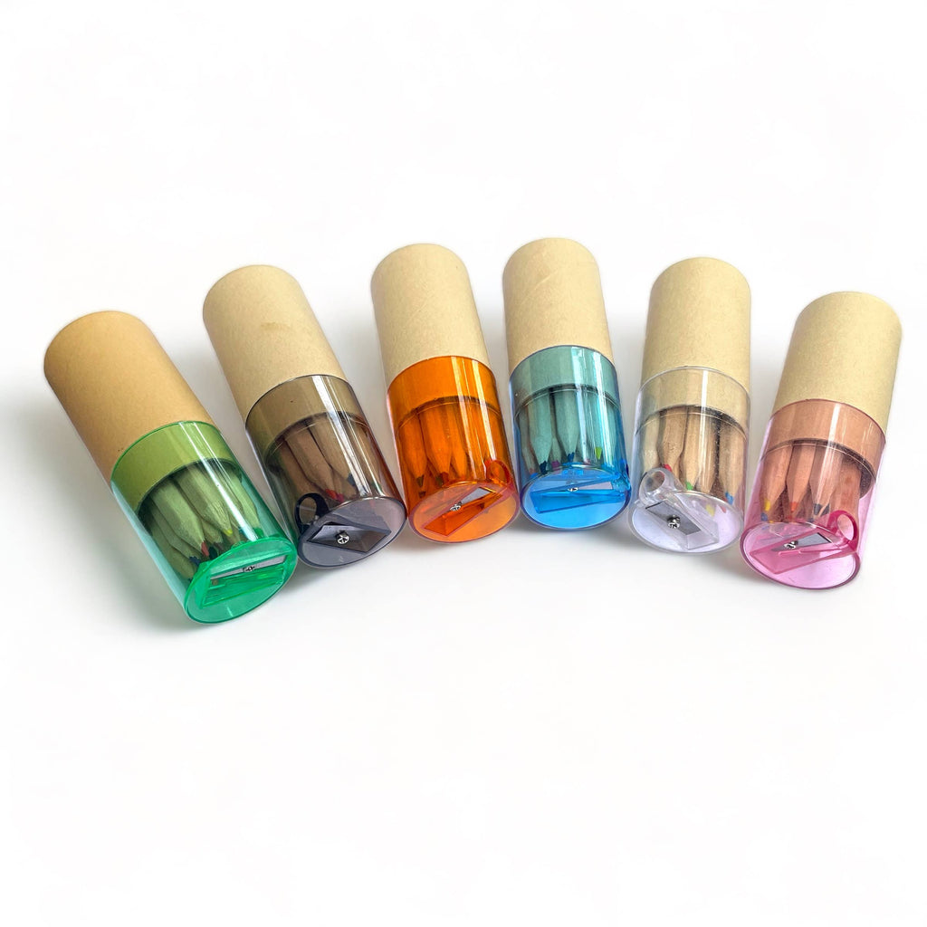 Mini Travel Colored Pencils with Built In Sharpener: Blue