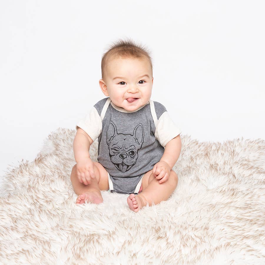 French Bulldog Baby Bodysuit: 3/6 Month