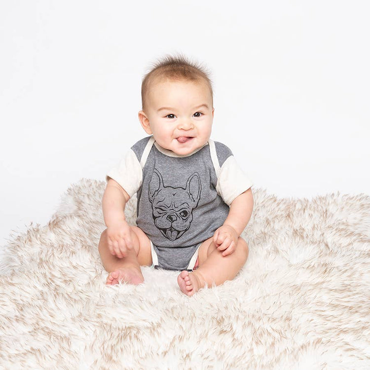 French Bulldog Baby Bodysuit: 3/6 Month