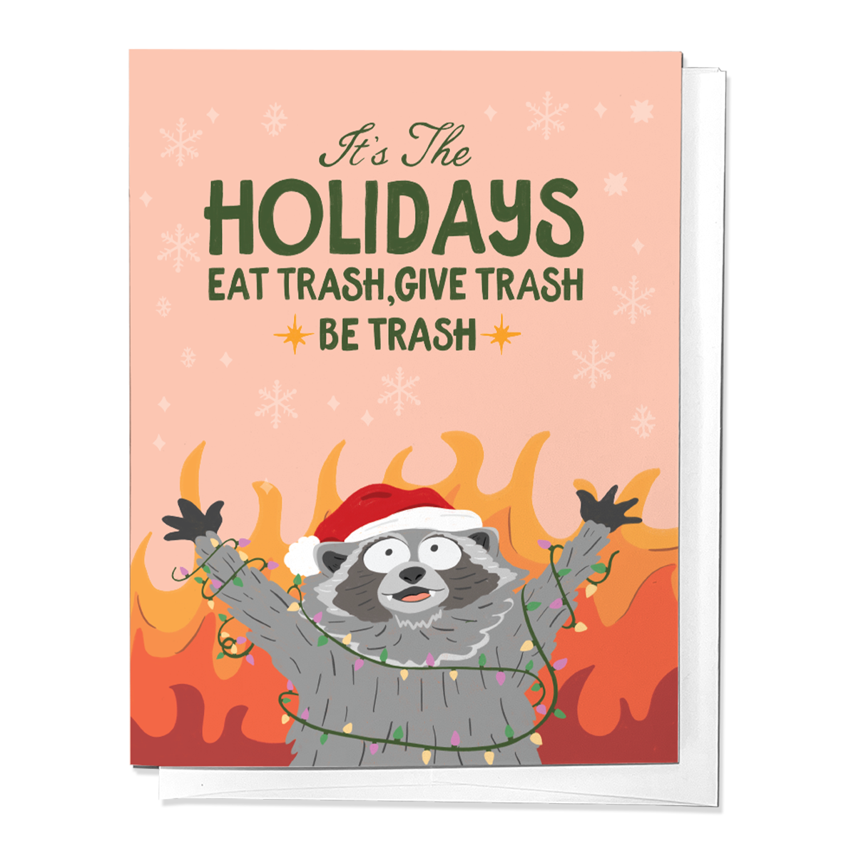 Trashy Raccoon Funny Holiday Christmas Greeting Card