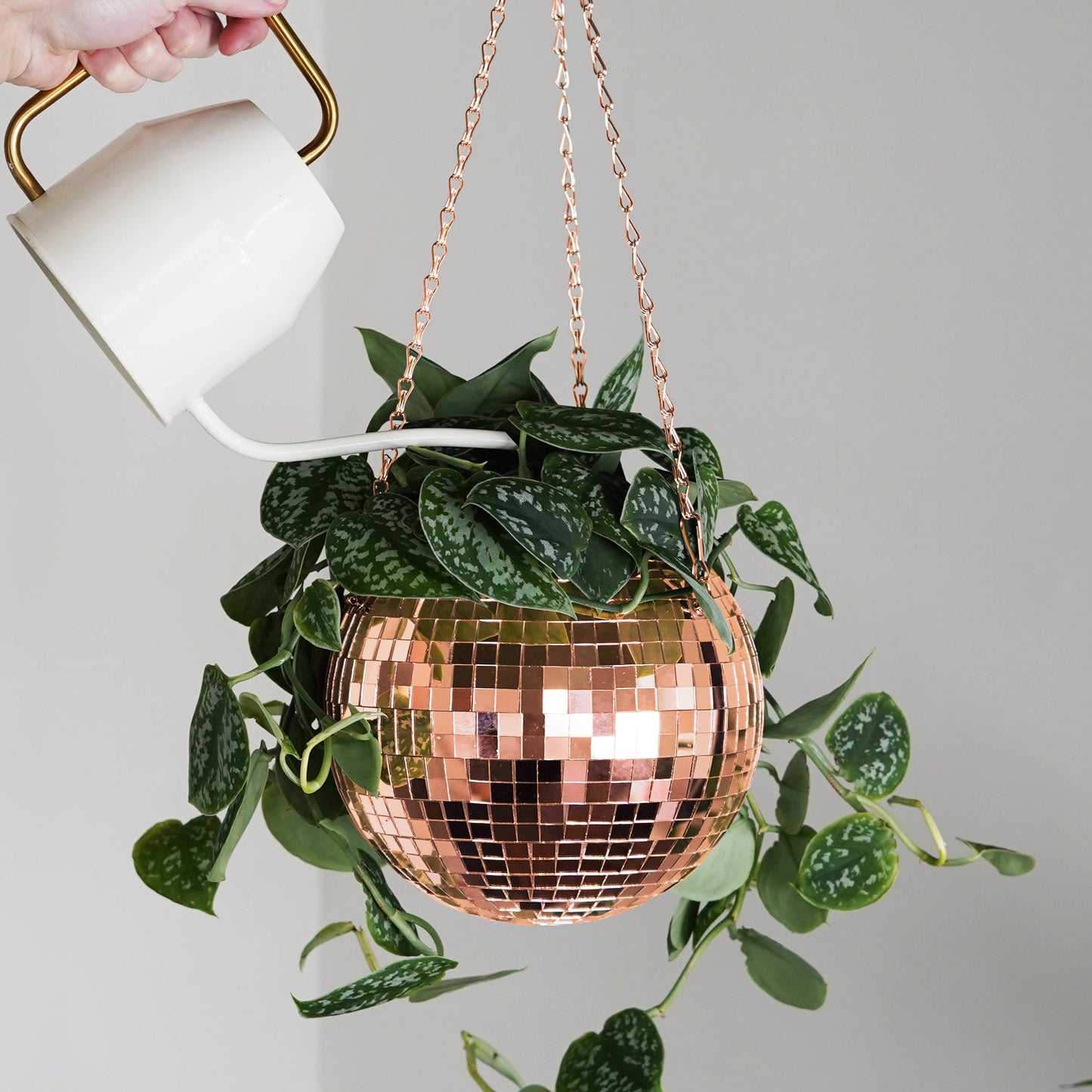 Disco Ball Hanging Planter - Rose Gold