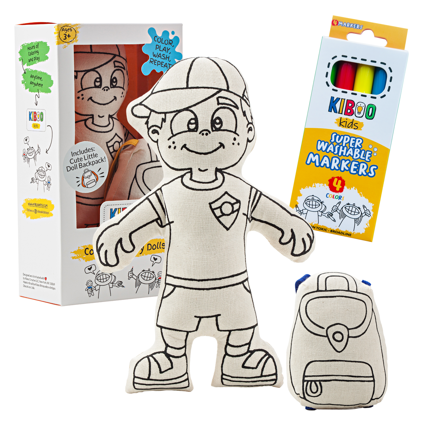 Color your Own- Boy with Cap Doll