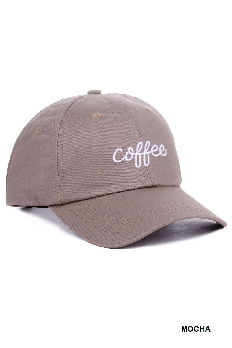 Embroidered 'Coffee' Cap : Ash Mocha